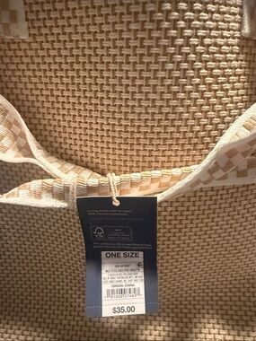 Universal Thread Beige Woven Tote with Checkered Straps